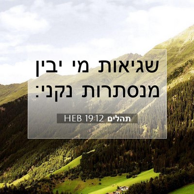 Picture 07 - תהלים 19:12 HEB - שגיאות מי יבין מנסתרות - Bible Verse Picture