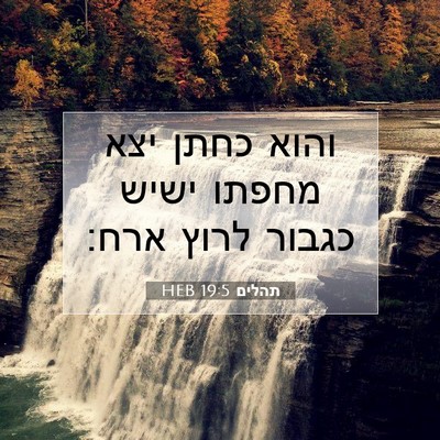 Picture 07 - תהלים 19:5 HEB - והוא כחתן יצא מחפתו ישיש - Bible Verse Picture