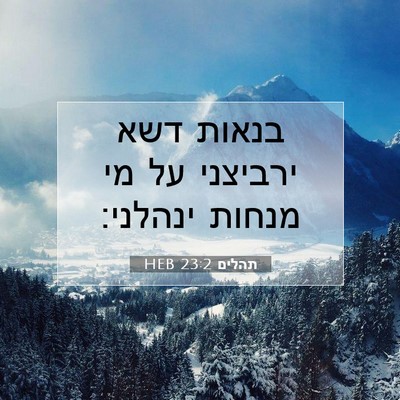 Picture 07 - תהלים 23:2 HEB - בנאות דשא ירביצני על מי - Bible Verse Picture