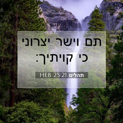 Picture 07 - תהלים 25:21 HEB - תם וישר יצרוני כי - Bible Verse Picture