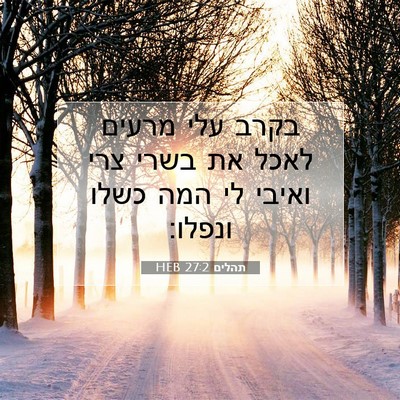 Picture 07 - תהלים 27:2 HEB - בקרב עלי מרעים לאכל את בשרי - Bible Verse Picture
