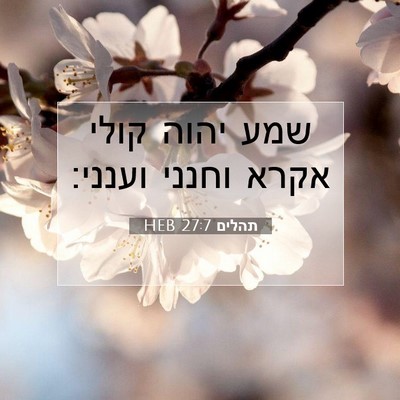 Picture 07 - תהלים 27:7 HEB - שמע יהוה קולי אקרא וחנני - Bible Verse Picture