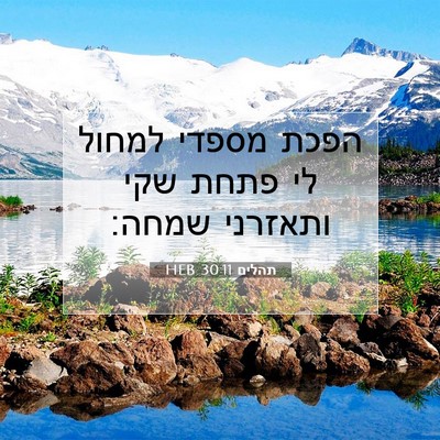 Picture 07 - תהלים 30:11 HEB - הפכת מספדי למחול לי פתחת - Bible Verse Picture