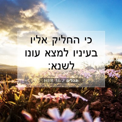 Picture 07 - תהלים 36:2 HEB - כי החליק אליו בעיניו למצא - Bible Verse Picture