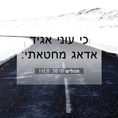 Picture 07 - תהלים 38:18 HEB - כי עוני אגיד אדאג - Bible Verse Picture