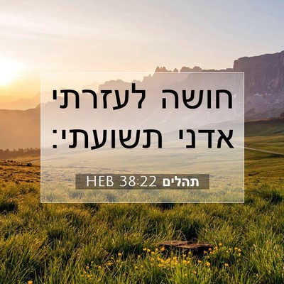 Picture 07 - תהלים 38:22 HEB - חושה לעזרתי אדני - Bible Verse Picture