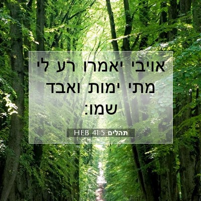 Picture 07 - תהלים 41:5 HEB - אויבי יאמרו רע לי מתי ימות - Bible Verse Picture