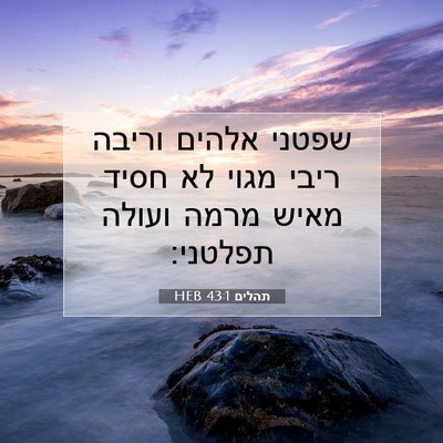 Picture 07 - תהלים 43:1 HEB - שפטני אלהים וריבה ריבי - Bible Verse Picture