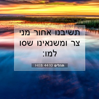 Picture 07 - תהלים 44:10 HEB - תשיבנו אחור מני צר - Bible Verse Picture
