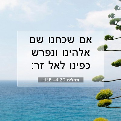 Picture 07 - תהלים 44:20 HEB - אם שכחנו שם אלהינו ונפרש - Bible Verse Picture
