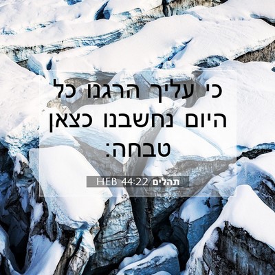Picture 07 - תהלים 44:22 HEB - כי עליך הרגנו כל היום - Bible Verse Picture
