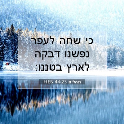 Picture 07 - תהלים 44:25 HEB - כי שחה לעפר נפשנו דבקה לארץ - Bible Verse Picture