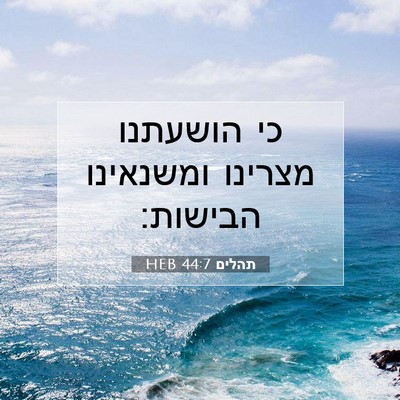 Picture 07 - תהלים 44:7 HEB - כי הושעתנו מצרינו ומשנאינו - Bible Verse Picture
