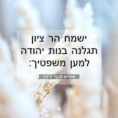 Picture 07 - תהלים 48:11 HEB - ישמח הר ציון תגלנה בנות - Bible Verse Picture