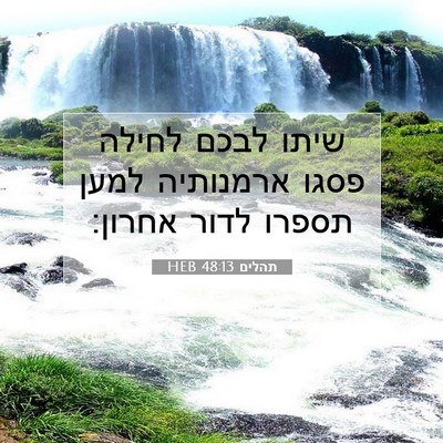 Picture 07 - תהלים 48:13 HEB - שיתו לבכם לחילה פסגו - Bible Verse Picture