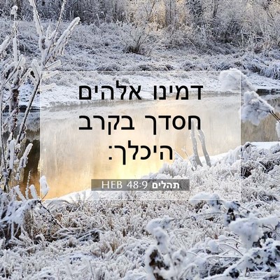 Picture 07 - תהלים 48:9 HEB - דמינו אלהים חסדך בקרב - Bible Verse Picture