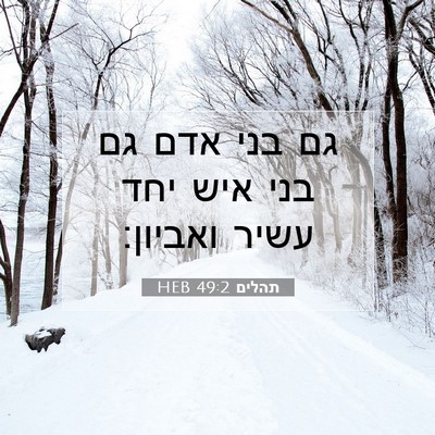 Picture 07 - תהלים 49:2 HEB - גם בני אדם גם בני איש יחד - Bible Verse Picture
