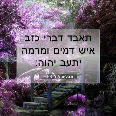 Picture 07 - תהלים 5:6 HEB - תאבד דברי כזב איש דמים - Bible Verse Picture