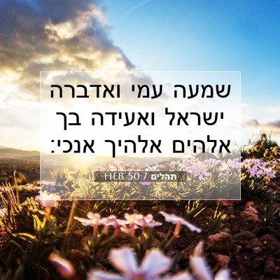 Picture 07 - תהלים 50:7 HEB - שמעה עמי ואדברה ישראל - Bible Verse Picture