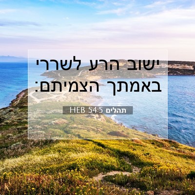 Picture 07 - תהלים 54:5 HEB - ישוב הרע לשררי באמתך - Bible Verse Picture