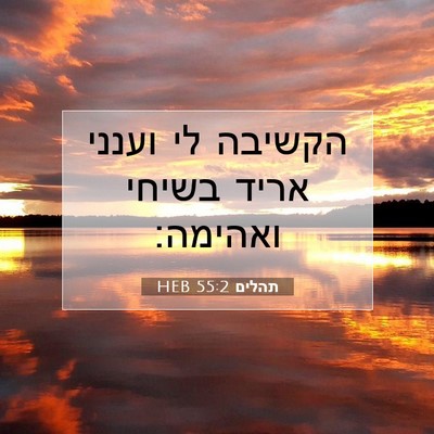 Picture 07 - תהלים 55:2 HEB - הקשיבה לי וענני אריד בשיחי - Bible Verse Picture