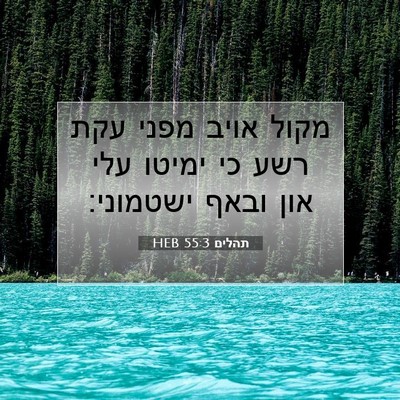 Picture 07 - תהלים 55:3 HEB - מקול אויב מפני עקת רשע כי - Bible Verse Picture