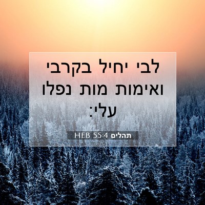 Picture 07 - תהלים 55:4 HEB - לבי יחיל בקרבי ואימות מות - Bible Verse Picture