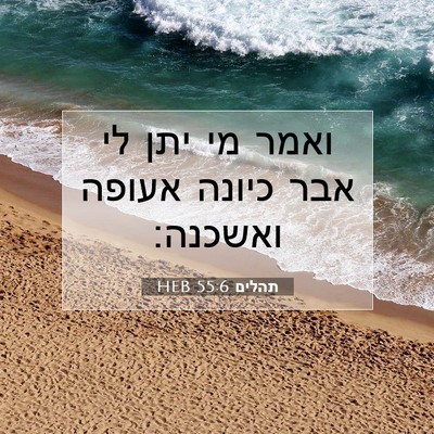 Picture 07 - תהלים 55:6 HEB - ואמר מי יתן לי אבר כיונה - Bible Verse Picture