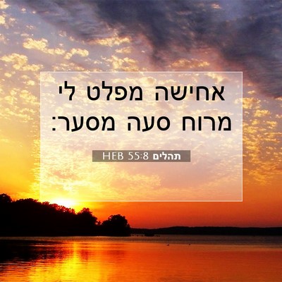 Picture 07 - תהלים 55:8 HEB - אחישה מפלט לי מרוח סעה - Bible Verse Picture