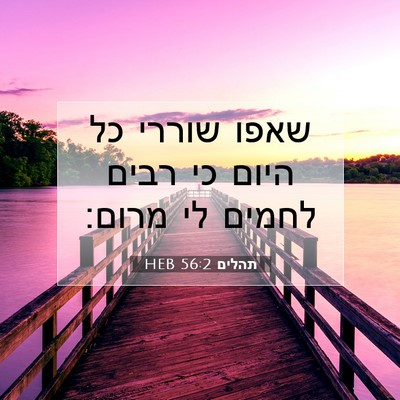 Picture 07 - תהלים 56:2 HEB - שאפו שוררי כל היום כי רבים - Bible Verse Picture