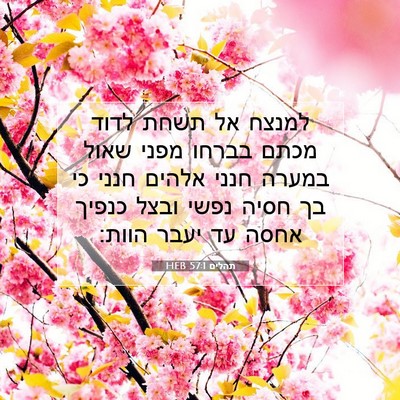 Picture 07 - תהלים 57:1 HEB - למנצח אל תשחת לדוד מכתם - Bible Verse Picture