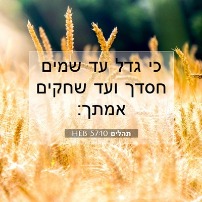 Picture 07 - תהלים 57:10 HEB - כי גדל עד שמים חסדך ועד - Bible Verse Picture