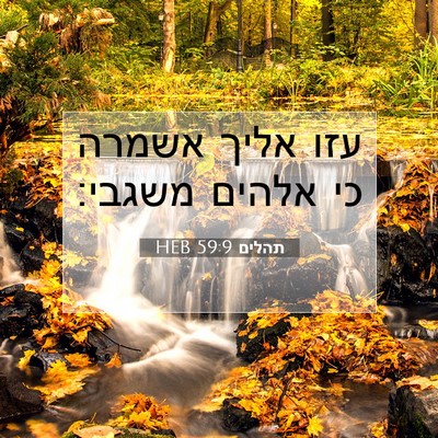 Picture 07 - תהלים 59:9 HEB - עזו אליך אשמרה כי אלהים - Bible Verse Picture