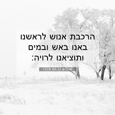 Picture 07 - תהלים 66:12 HEB - הרכבת אנוש לראשנו באנו באש - Bible Verse Picture