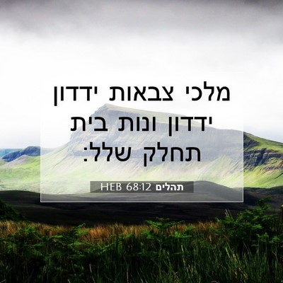 Picture 07 - תהלים 68:12 HEB - מלכי צבאות ידדון ידדון - Bible Verse Picture