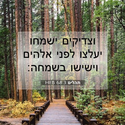 Picture 07 - תהלים 68:3 HEB - וצדיקים ישמחו יעלצו לפני - Bible Verse Picture
