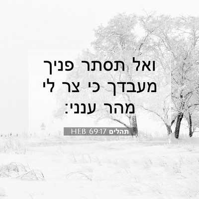 Picture 07 - תהלים 69:17 HEB - ואל תסתר פניך מעבדך כי צר - Bible Verse Picture