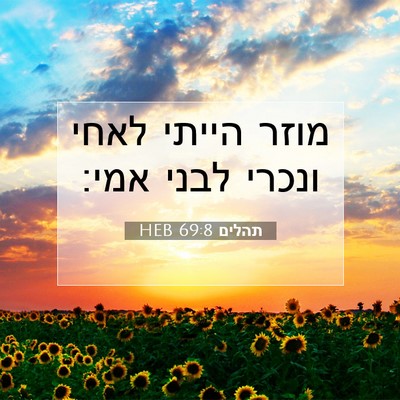 Picture 07 - תהלים 69:8 HEB - מוזר הייתי לאחי ונכרי לבני - Bible Verse Picture