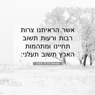Picture 07 - תהלים 71:20 HEB - אשר הראיתנו צרות רבות - Bible Verse Picture