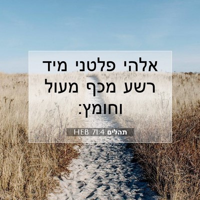 Picture 07 - תהלים 71:4 HEB - אלהי פלטני מיד רשע מכף מעול - Bible Verse Picture