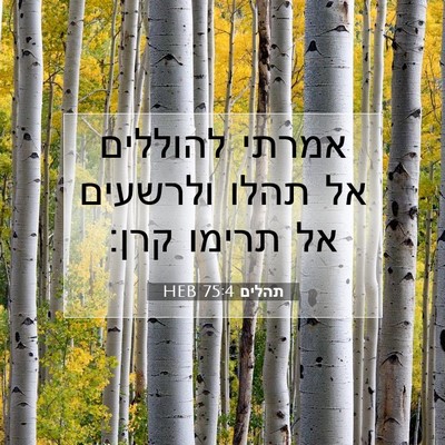 Picture 07 - תהלים 75:4 HEB - אמרתי להוללים אל תהלו - Bible Verse Picture