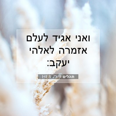 Picture 07 - תהלים 75:9 HEB - ואני אגיד לעלם אזמרה לאלהי - Bible Verse Picture
