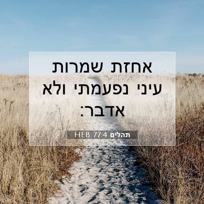 Picture 07 - תהלים 77:4 HEB - אחזת שמרות עיני נפעמתי ולא - Bible Verse Picture