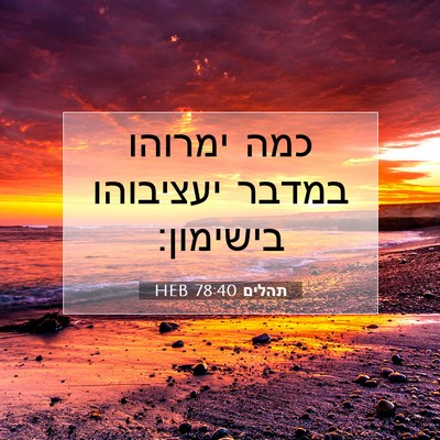 Picture 07 - תהלים 78:40 HEB - כמה ימרוהו במדבר יעציבוהו - Bible Verse Picture