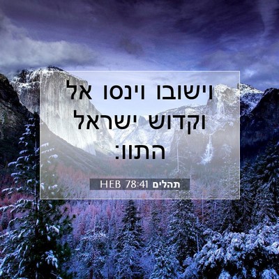 Picture 07 - תהלים 78:41 HEB - וישובו וינסו אל וקדוש - Bible Verse Picture