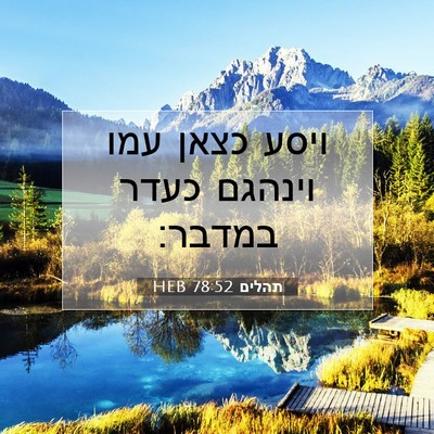 Picture 07 - תהלים 78:52 HEB - ויסע כצאן עמו וינהגם כעדר - Bible Verse Picture