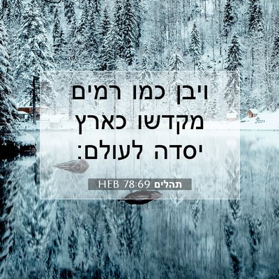 Picture 07 - תהלים 78:69 HEB - ויבן כמו רמים מקדשו כארץ - Bible Verse Picture