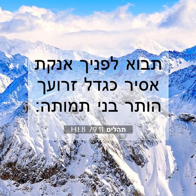 Picture 07 - תהלים 79:11 HEB - תבוא לפניך אנקת אסיר כגדל - Bible Verse Picture