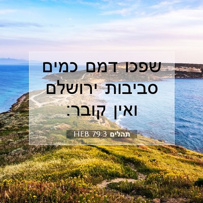 Picture 07 - תהלים 79:3 HEB - שפכו דמם כמים סביבות - Bible Verse Picture