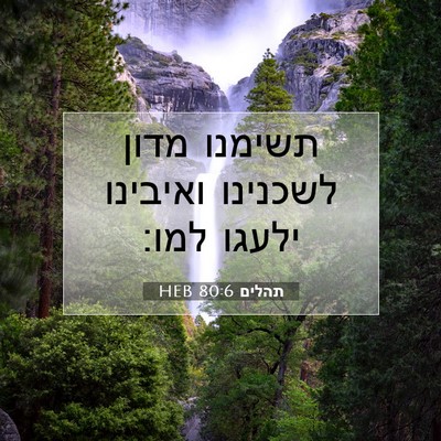 Picture 07 - תהלים 80:6 HEB - תשימנו מדון לשכנינו - Bible Verse Picture